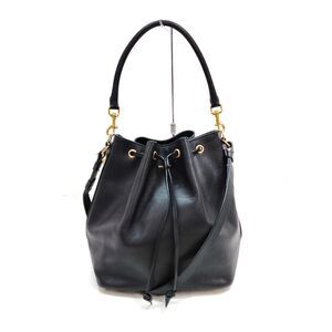SAINT LAURENT YSL Black Leather 2way Emmanuelle Bucket Bag